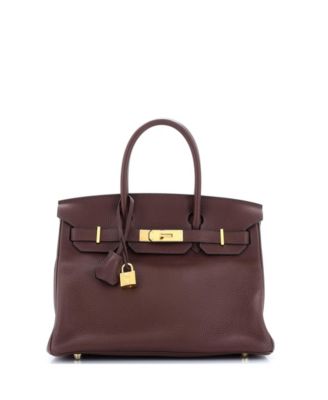 Pre-Owned Hermes Birkin 30 Handbag Brown Clemence with Gold Hardware