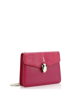 Serpenti Forever Square Shoulder Bag Leather and Stingray