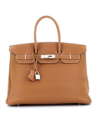 Pre-Owned Hermes Birkin 35 Handbag Brown Togo with Palladium Hardware