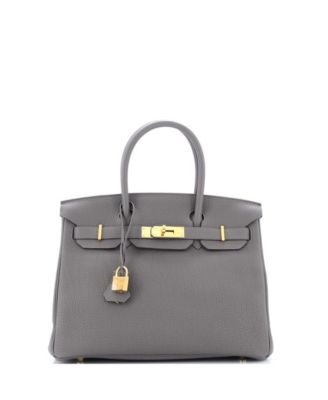 Pre-Owned Hermes Birkin 30 Handbag Grey Togo with Gold Hardware
