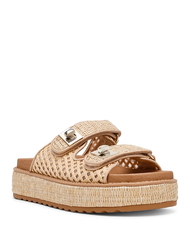 Steve Madden Bigschmona Platform Slide Sandal In Natural Raffia