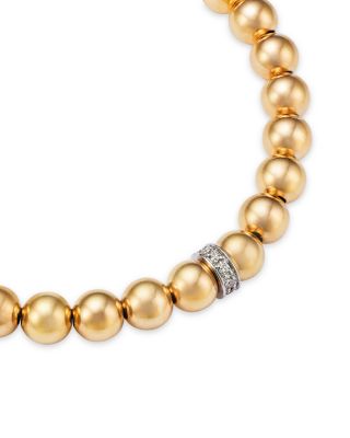 14K Yellow Gold Diamond Rondelle Beaded Bracelet