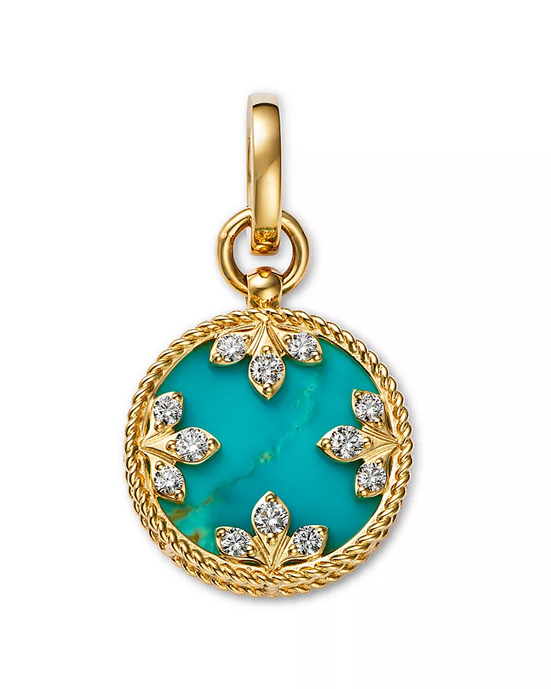 Roberto Coin 18K Yellow Gold Venetian Princess Medallion Turquoise & Diamond Pendant