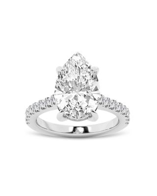 Bloomingdale's Fine Collection - Lab Grown Pear & Round Cut Diamond Engagement Ring in 18K White Gold, 4.3 ct. t.w.