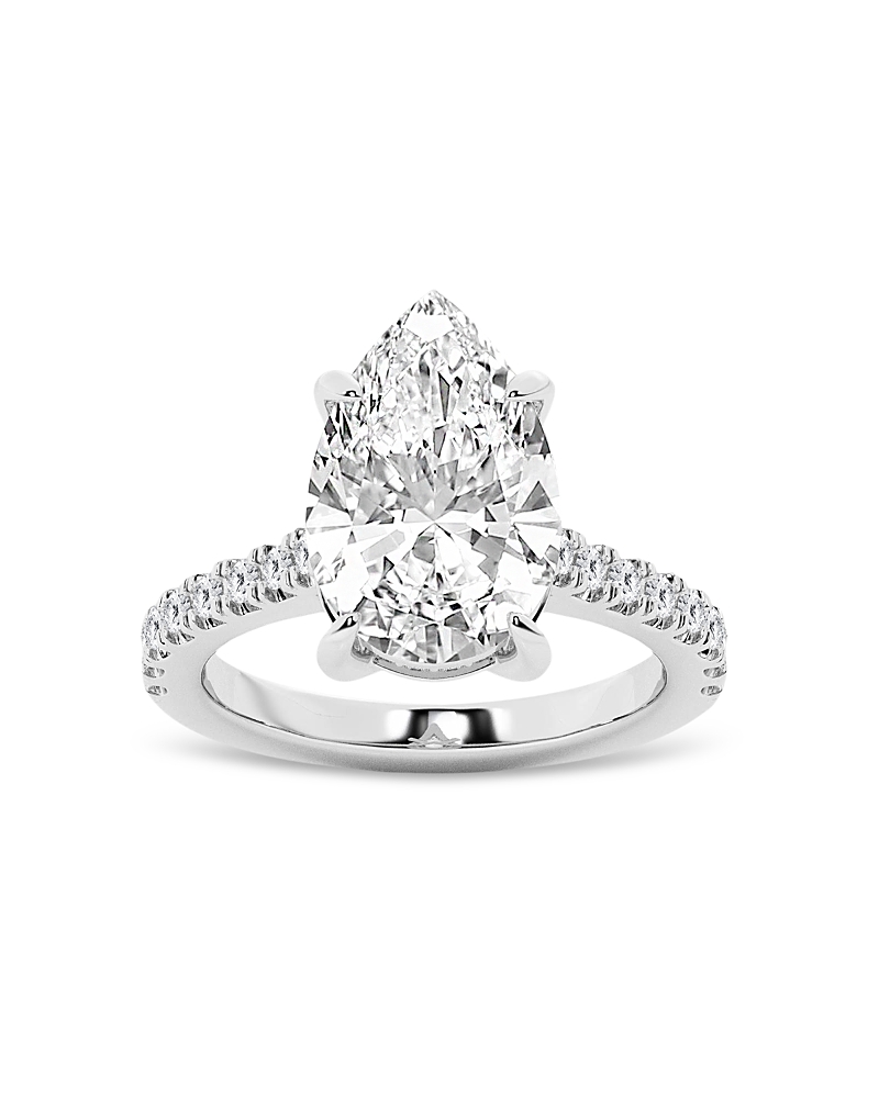 Bloomingdale's Fine Collection Lab Grown Pear & Round Cut Diamond Engagement Ring In 18k White Gold, 4.3 Ct. T. W. In White