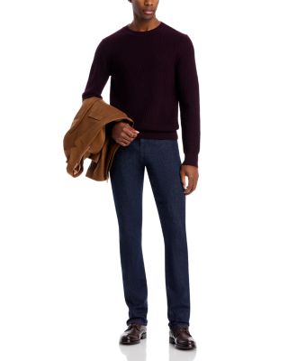 Canali Stretch Denim Straight Fit Jeans in Dark Blue