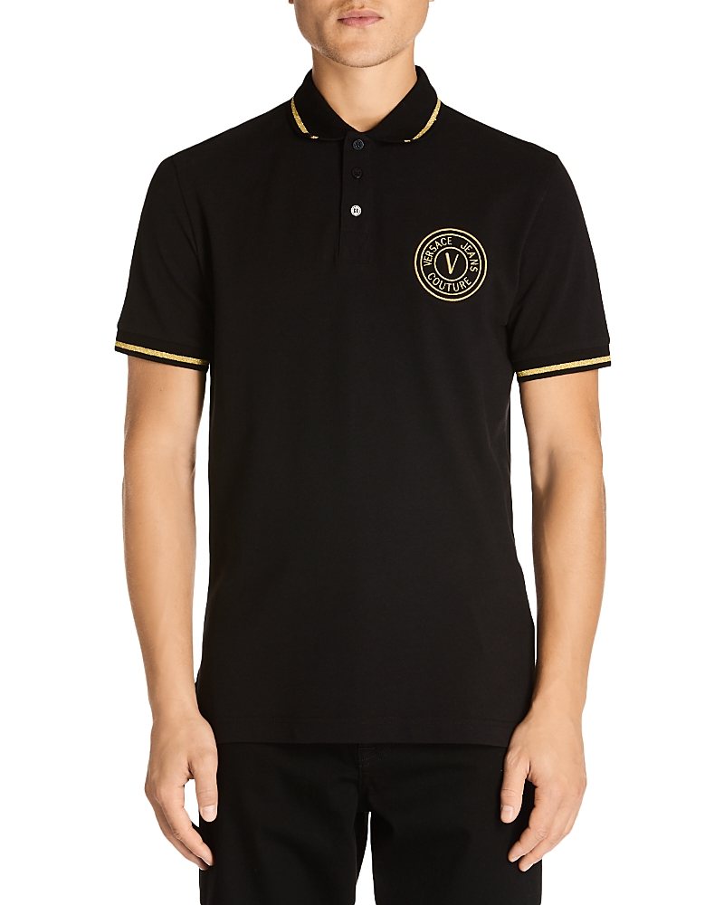 VERSACE JEANS COUTURE SLIM FIT LOGO PIQUE POLO