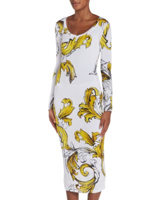 Printed Long Sleeve Midi Dress