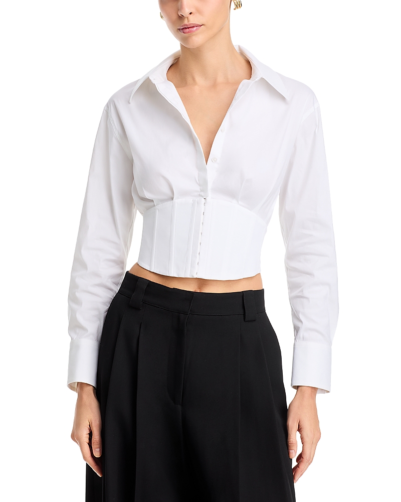 ALICE AND OLIVIA ALICE AND OLIVIA EDIE CORSET BUTTON DOWN TOP