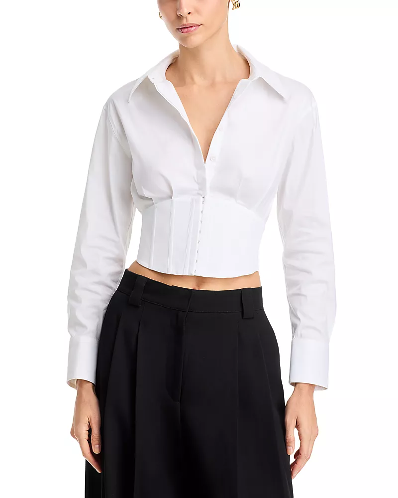 Alice and Olivia Edie Corset Button Down Top