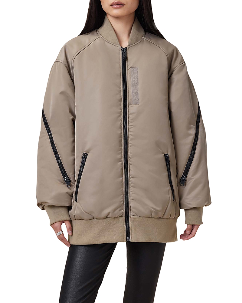 Allsaints Shazna Oversized Bomber Jacket In Nougat Taupe