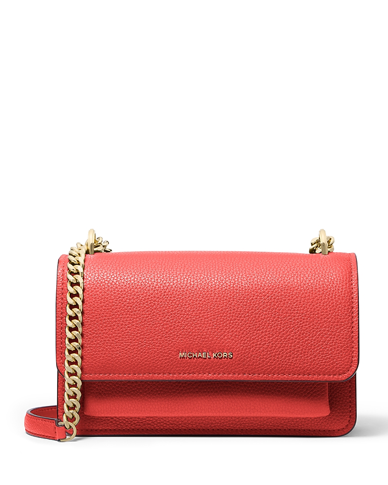 Michael Kors Red Leather Daniela Crossbody Bag In Burnt Siena