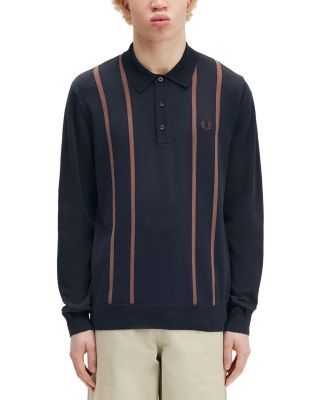 Fred Perry Cotton Knit Vertical Stripe Regular Fit Long Sleeve
