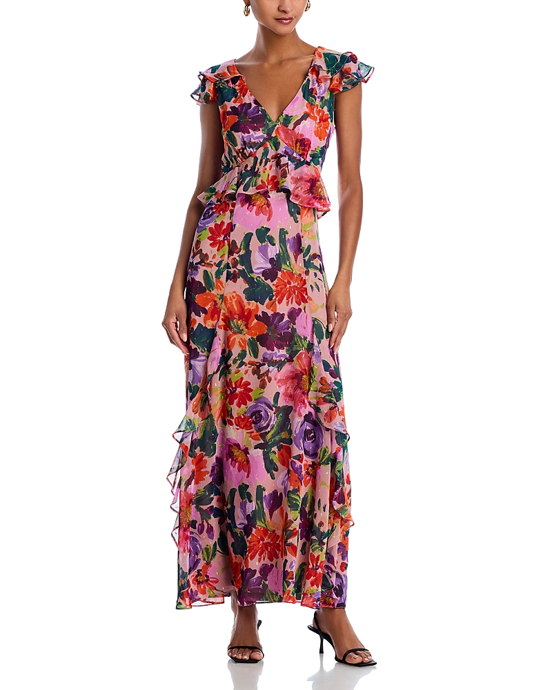 AQUA FLUTTER SLEEVE MAXI DRESS - EXCLUSIVE