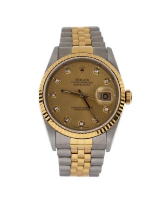 Pre-Owned Rolex Oyster Perpetual Datejust Automatic Watch in Stainless Steel and Gold with Diamond Markers 36mm