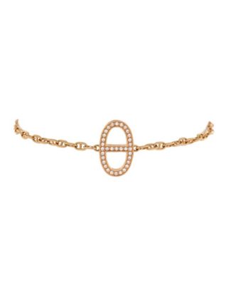 Pre-Owned HERMÈS - Chaine d'Ancre Contour Bracelet 18K Rose Gold with Diamonds