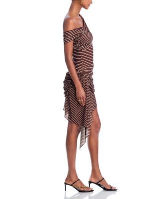 Izel Asymmetric Striped Mini Dress