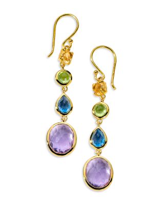 18K Yellow Gold Rock Candy&reg; Multi Stone Summer Rainbow Linear Drop Earrings