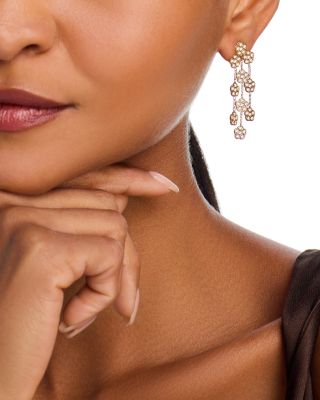 18K Yellow Gold Diamond Daisy Chandelier Earrings