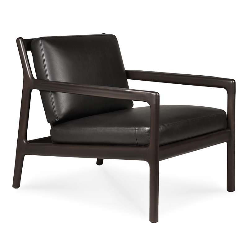 Ethnicraft Jack Lounge Chair In Dark Brown Leather In Mahogany Dark Brown W/ Black Leather Cus