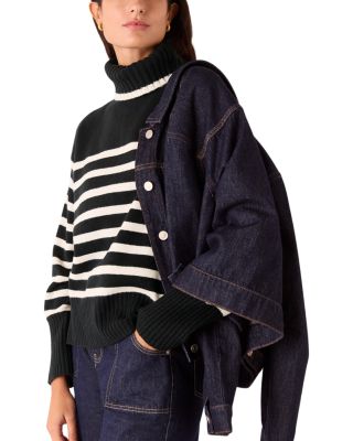 High Neck Striped Wool Sweater