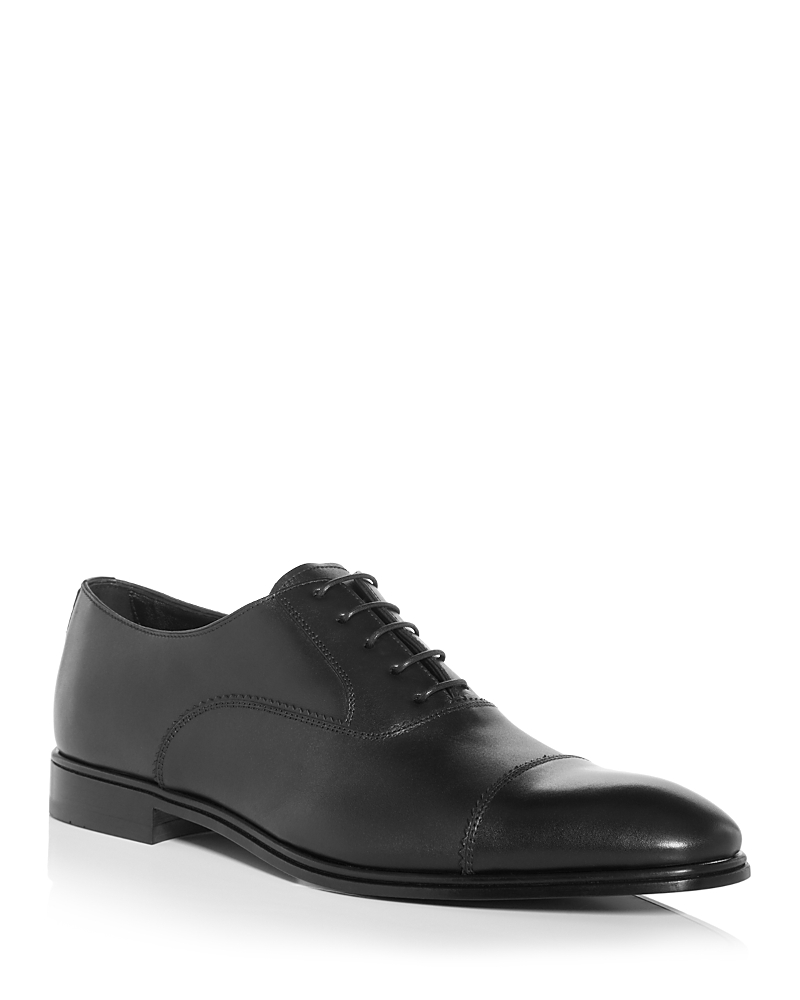 Ferragamo Men's Boston Leather Cap Toe Oxfords In Nero