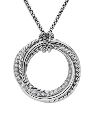 Crossover Pendant Necklace with Diamonds