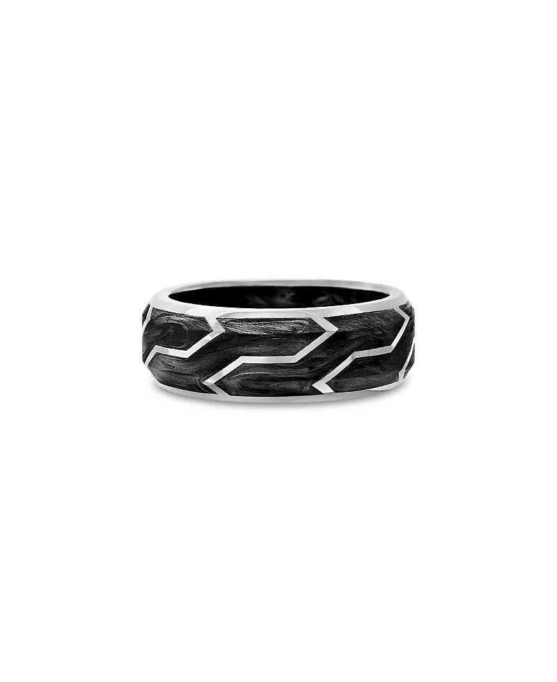 David Yurman Men's 18K White Gold Forged Carbon 8.5mm Band