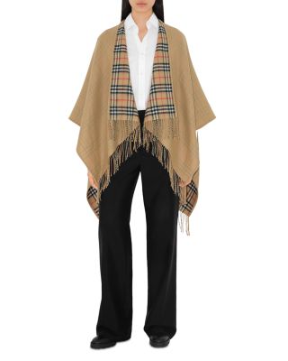 Reversible Check Wool Cape