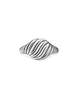 Sculpted Cable Pinky Ring in Sterling Silver, 10mm