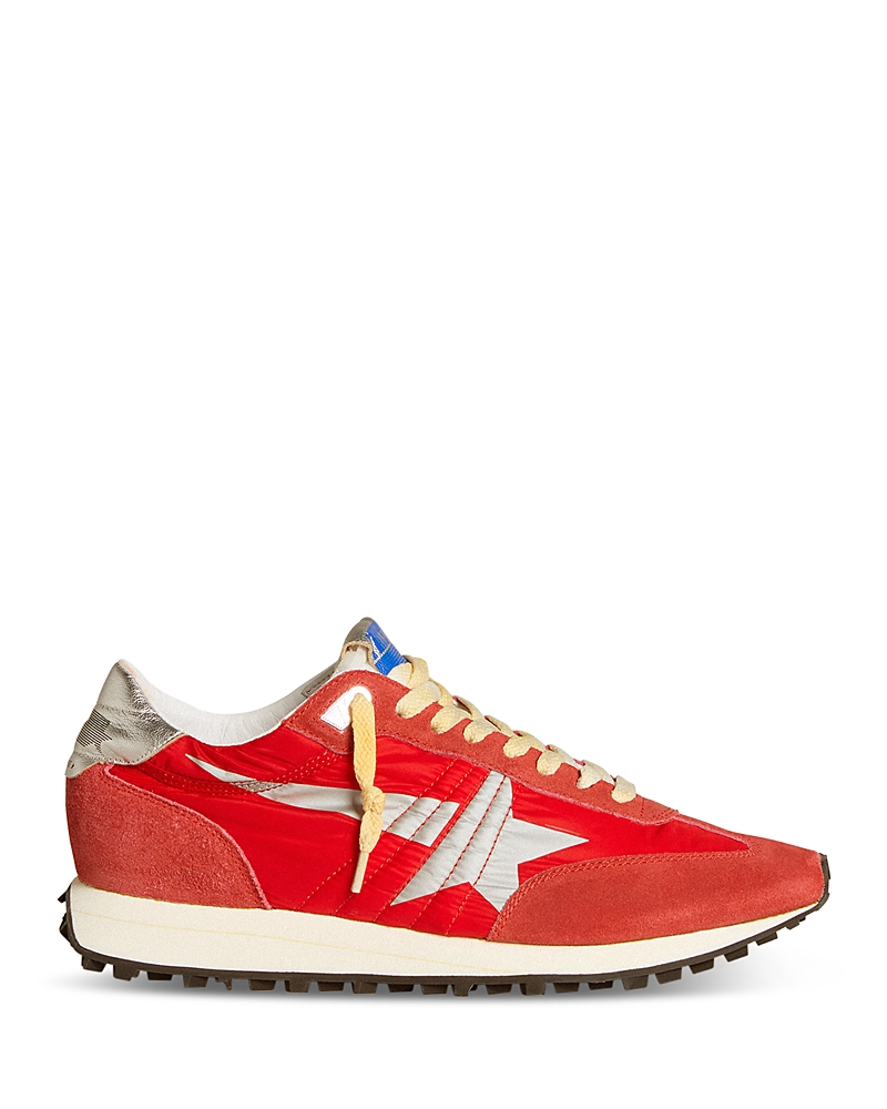 Golden Goose Marathon Sneakers With Red Nylon Upper And Silver Star Shoes In Red