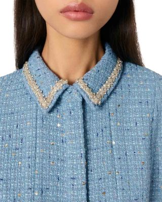 Sequin Embellished Tweed Short Dress