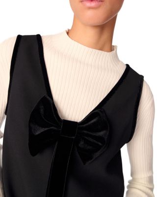 Pinafore Dress with Velvet Collar