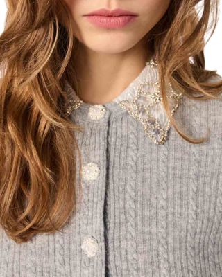 Cardigan with Jewelry Collar