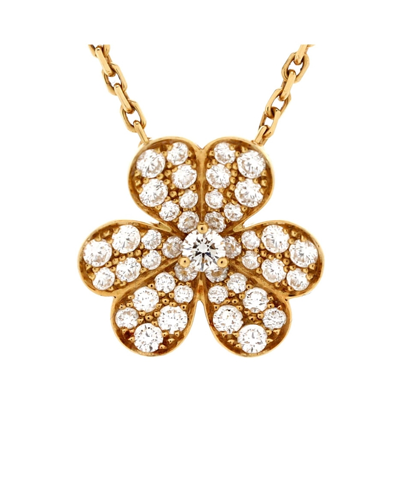 Pre-owned Pre-owned Van Cleef & Arpels Van Cleef & Arpels Small Frivole Pendant Necklace 18k Gold With Pave Diamonds