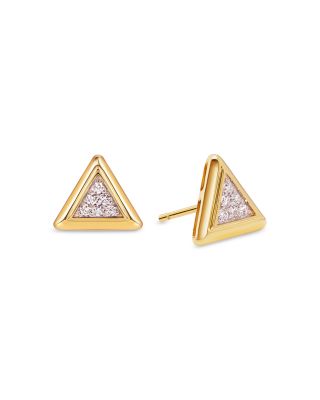 Marina B 18K Yellow Gold Triangolini Diamond Pave Triangle Stud Earrings