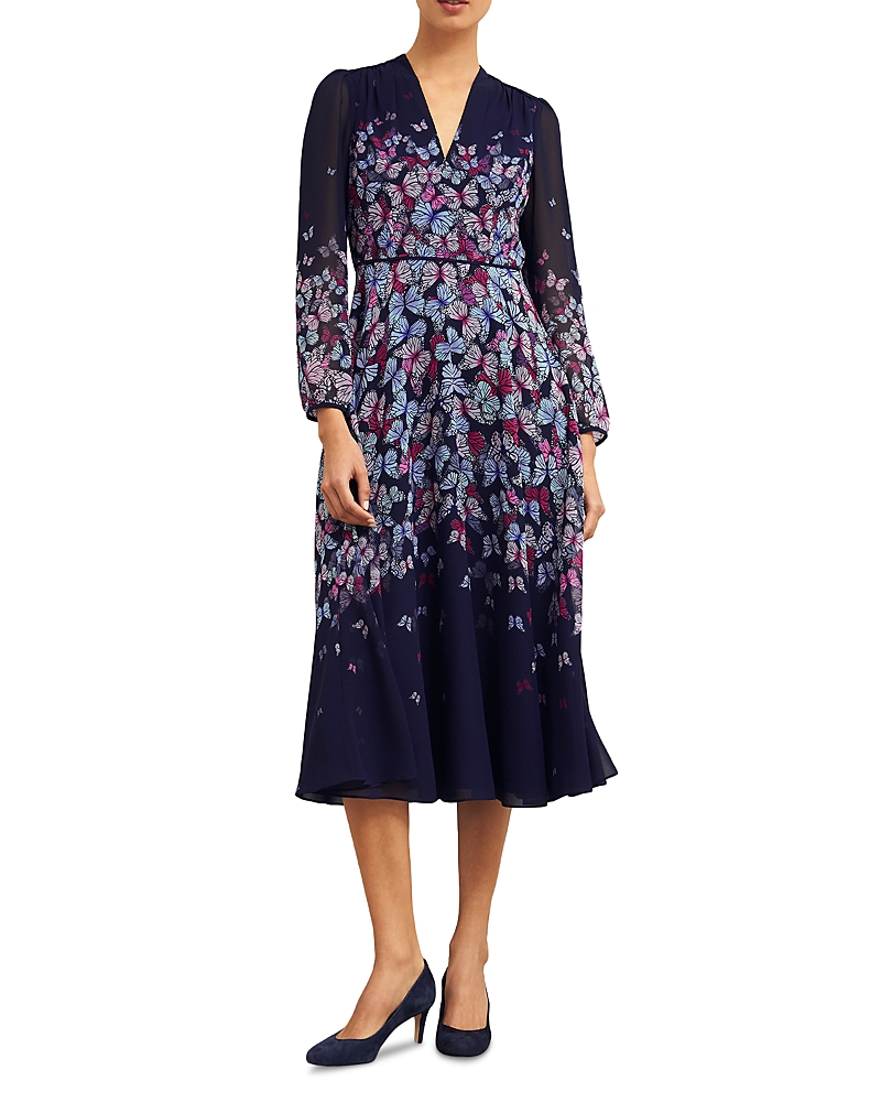 Hobbs London Aurora Midi Dress In Midnight Multi