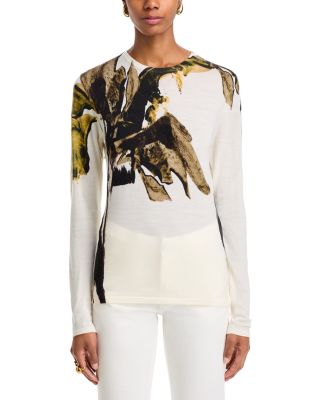 Merino Wool Brushstroke Print Sweater