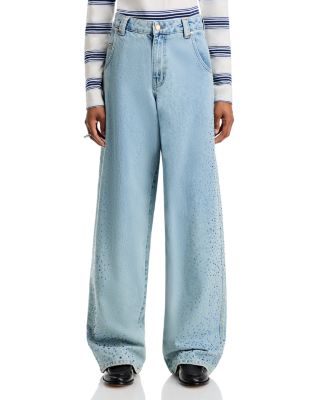 High Rise Wide Leg Jeans in Aqua Blue