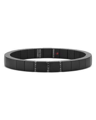 Roberto Demeglio Men's 18K White Gold & Black Ceramic Demeglio Black Diamond Bars Scacco Stretch Bracelet