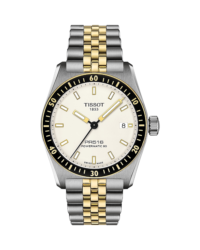Tissot Pr516 Powermatic 80 Watch, 38mm In White/two Tone