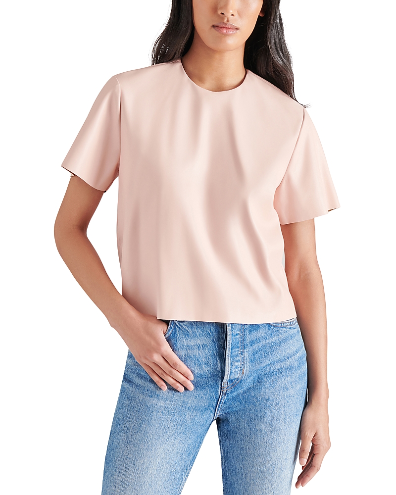 Steve Madden Ezra Faux Leather Top In Ash Rose