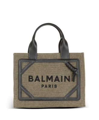 Balmain - Women's B-Army Small Tote Bag in Canvas and Leather