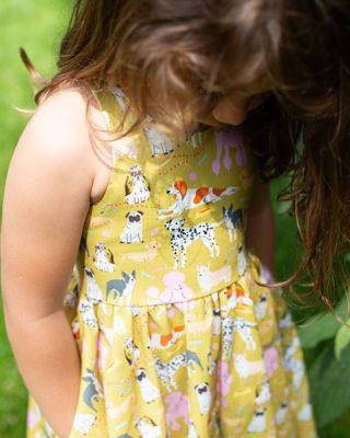 Girls' Woven Cross Back Dress in Dogs - Little Kid