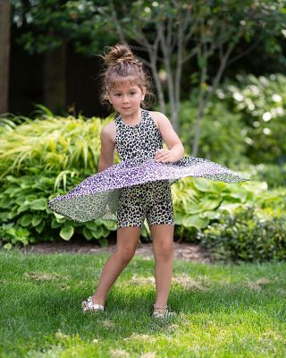 Girls' Cross Back Dress in Neon Leopard - Little Kid, Big Kid