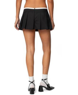 Contrast Drawstring Pleated Mini Skort