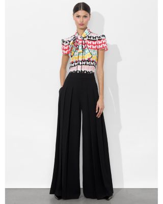 Alice and Olivia Jeannie Piped Bow Silk Top | Bloomingdale's