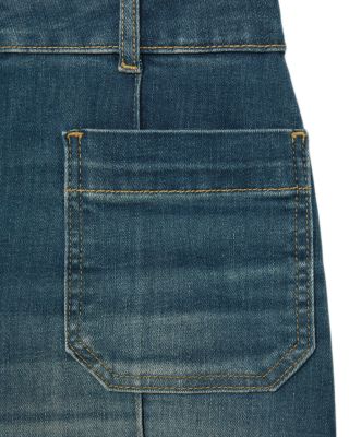 Petites Sakura Flare Patch Pocket Jeans in Mid Blue