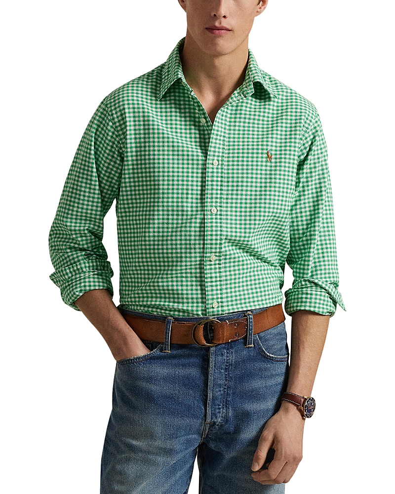 Polo Ralph Lauren Gingham Classic Fit Oxford Button-down Shirt In Summer Emerald/white