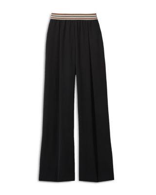 Abs Striped Waistband Wide Leg Trousers